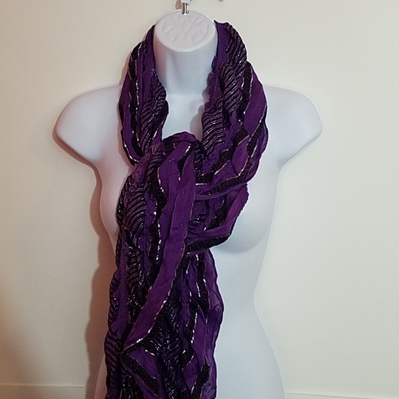 Accessories - Purple, Black and Silver Ruffle Scarf